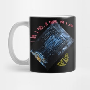 an empty cage with open door in dark place acrylic paint Mug